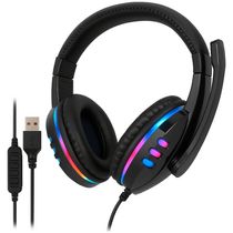 Fone gamer Headset Kapbom Estéreo USB LED Preto rgb KA-9007
