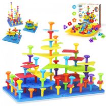 Brinquedo de encaixe pegboard Ggiibro 101 peças empilháveis STEM Montessori