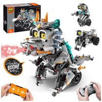 Kit Robótico QHECTTY RC STEM 3 em 1 dinossauro e moto com spray luminoso e controle APP