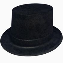Chapeu Preto Alto de Veludo para Fantasia Mágico Vampiro e Steampunk