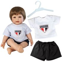 KIT ROUPA BONECA PARA REBORN - TORCEDOR SÃO PAULO - 3 PÇS