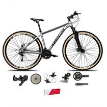 Bicicleta Aro 29 Absolute Nero 5 Alumínio 2x9 18v K7 Freios Hidráulicos Garfo Com Trava Pneu C/faixa - Cinza