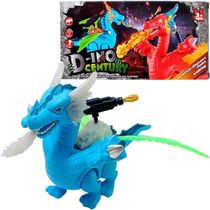 Brinquedo Dragão Dinossauro Dragão 3 Cabeças com Som Luz e Movimento Azul Outras Marcas